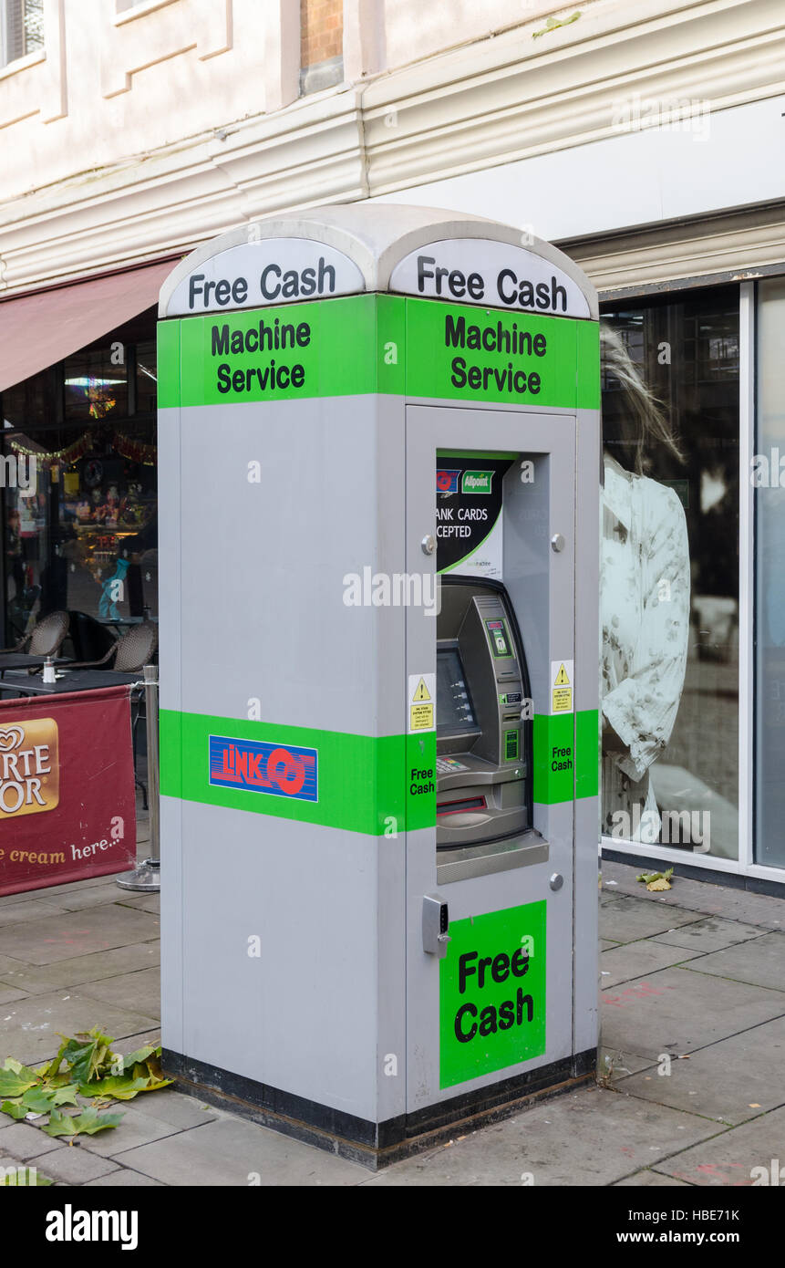 Free-standing atm cash machine in Walsall town centre Stock Photo