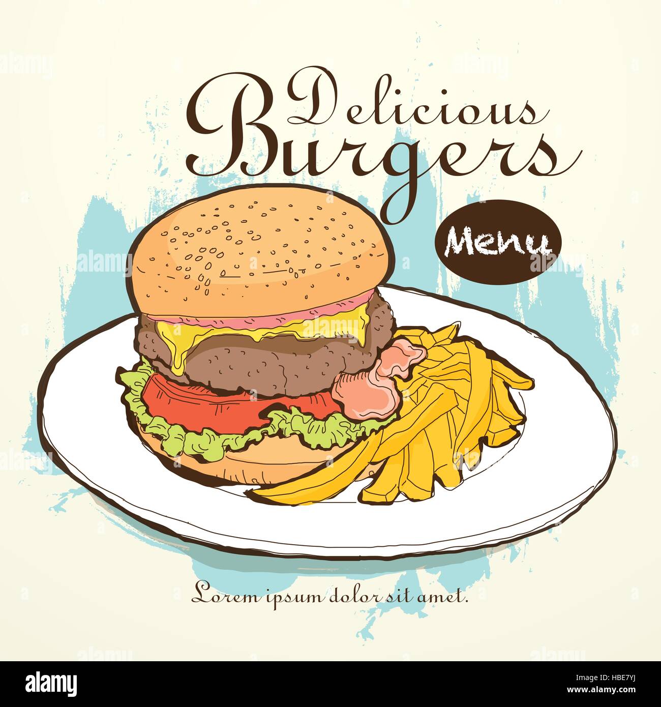 vector fast food restaurant menu brochure cover design template Stock Vector