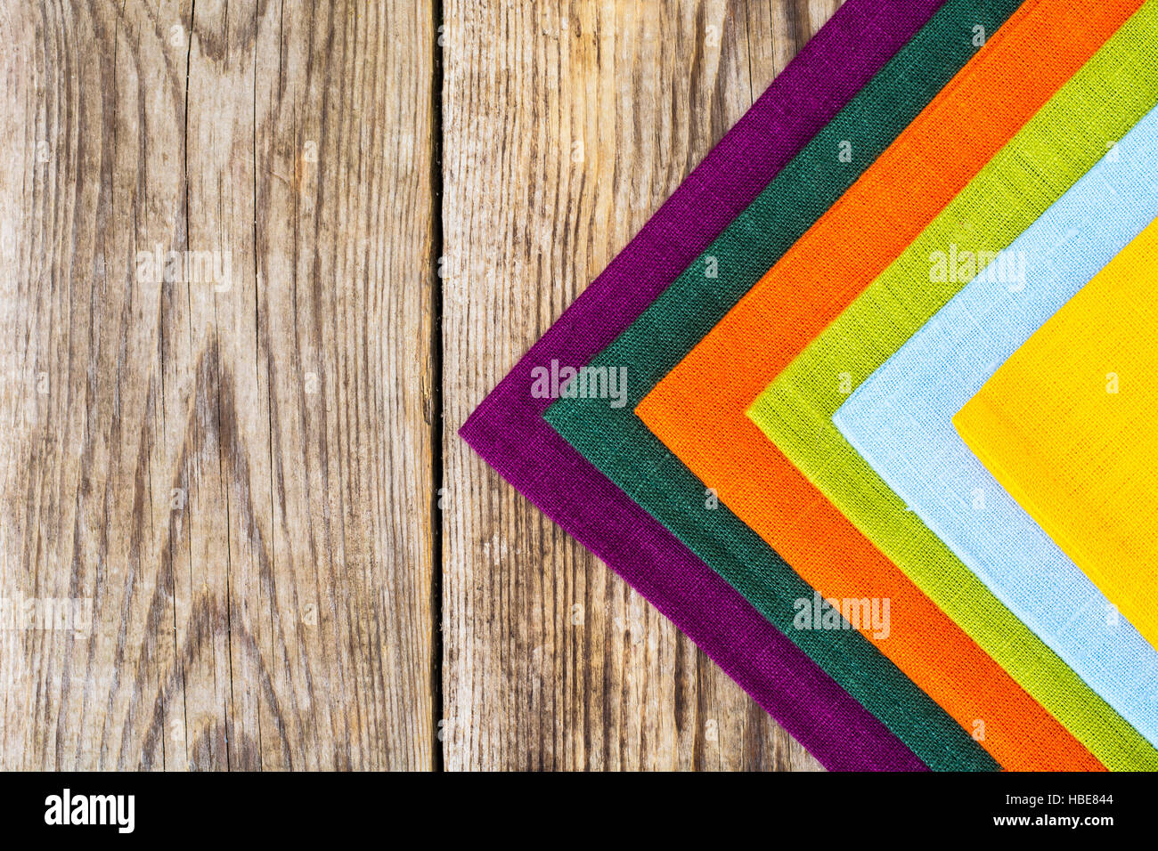 Napkins for table on background of old boards Stock Photo Alamy