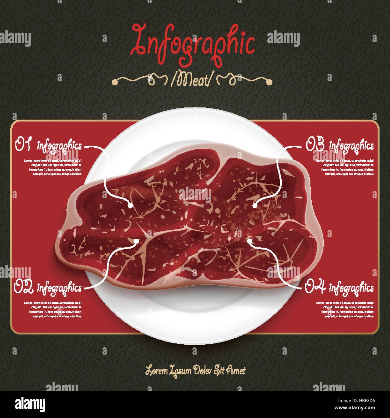 meat house poster template design with beef. 3D illustration Stock