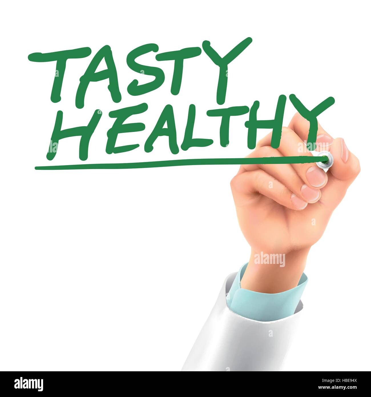 doctor writing tasty healthy words in the air Stock Vector Image & Art
