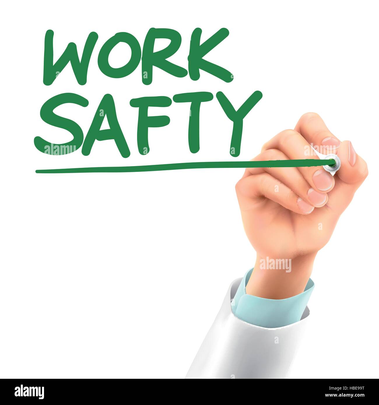 doctor writing work safety words in the air Stock Vector