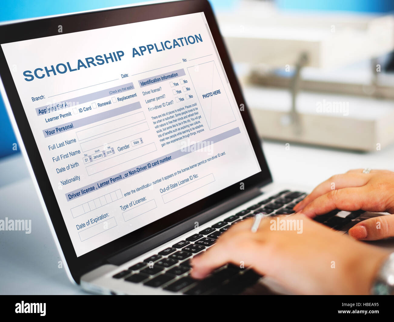 ... Form Photo Concept Stock Foundation Scholarship Application