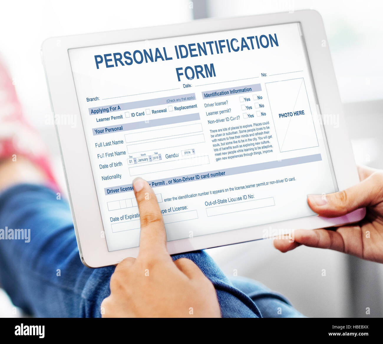 Personal Identification Form Application Concept Stock Photo Alamy