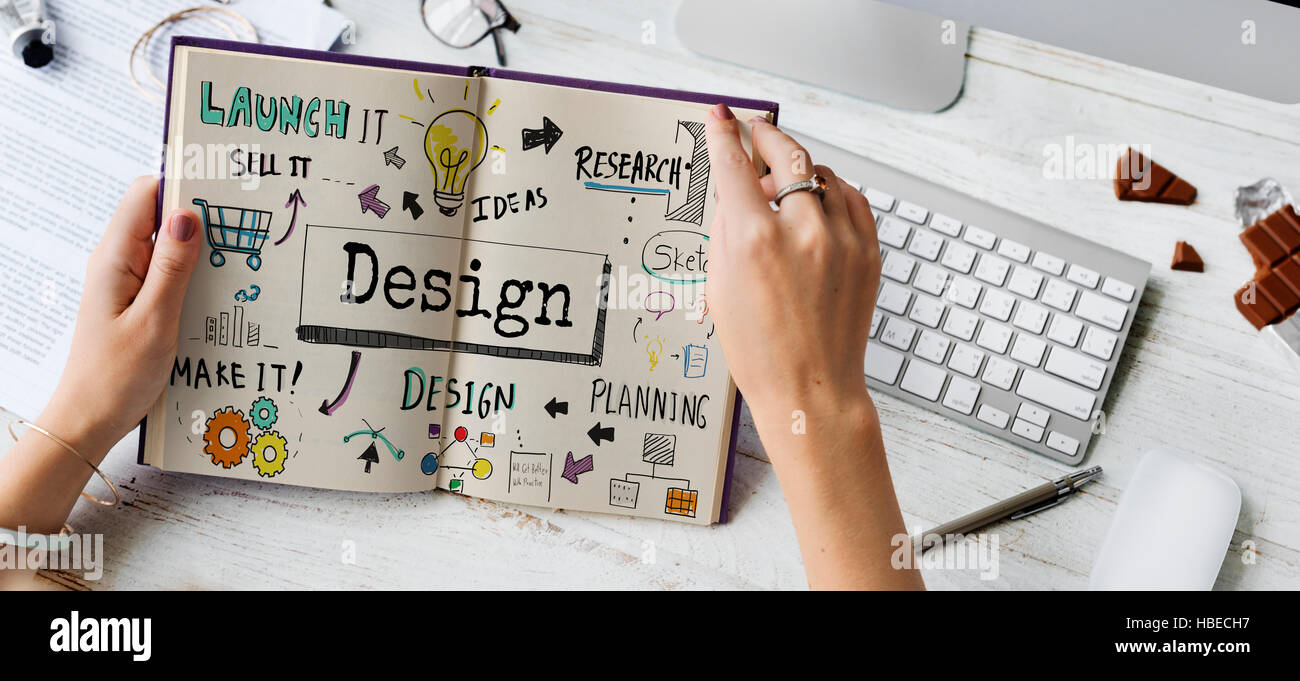 Design Creative Ideas Objective Planning Sketch Concept Stock Photo - Alamy