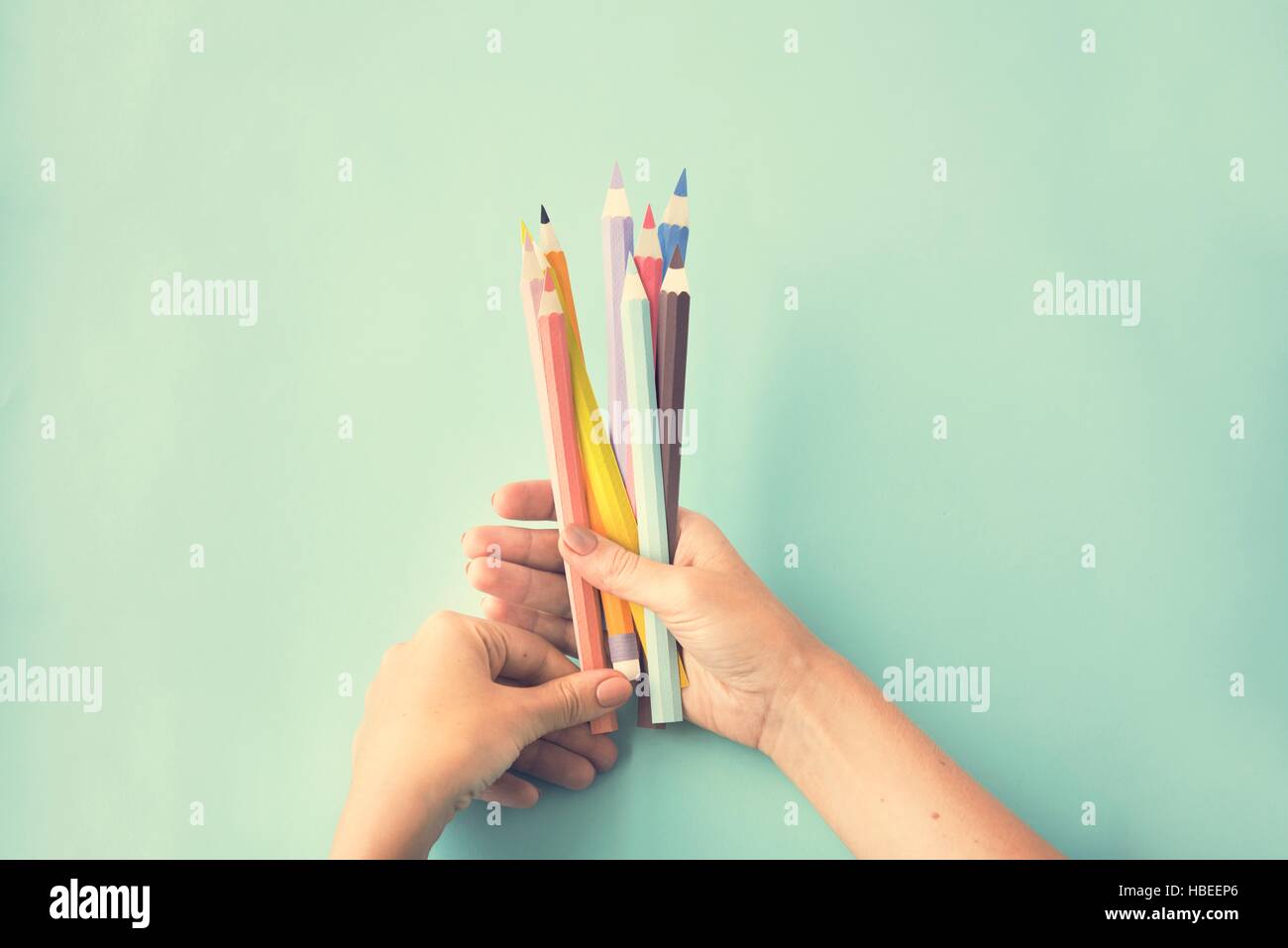 Color Pencil Drawing Design Creativity Art Paper Concept Stock Photo