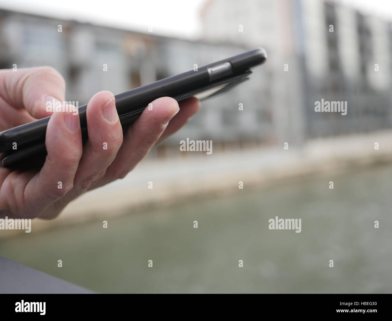 Close up of a man using mobile smart phone Stock Photo - Alamy