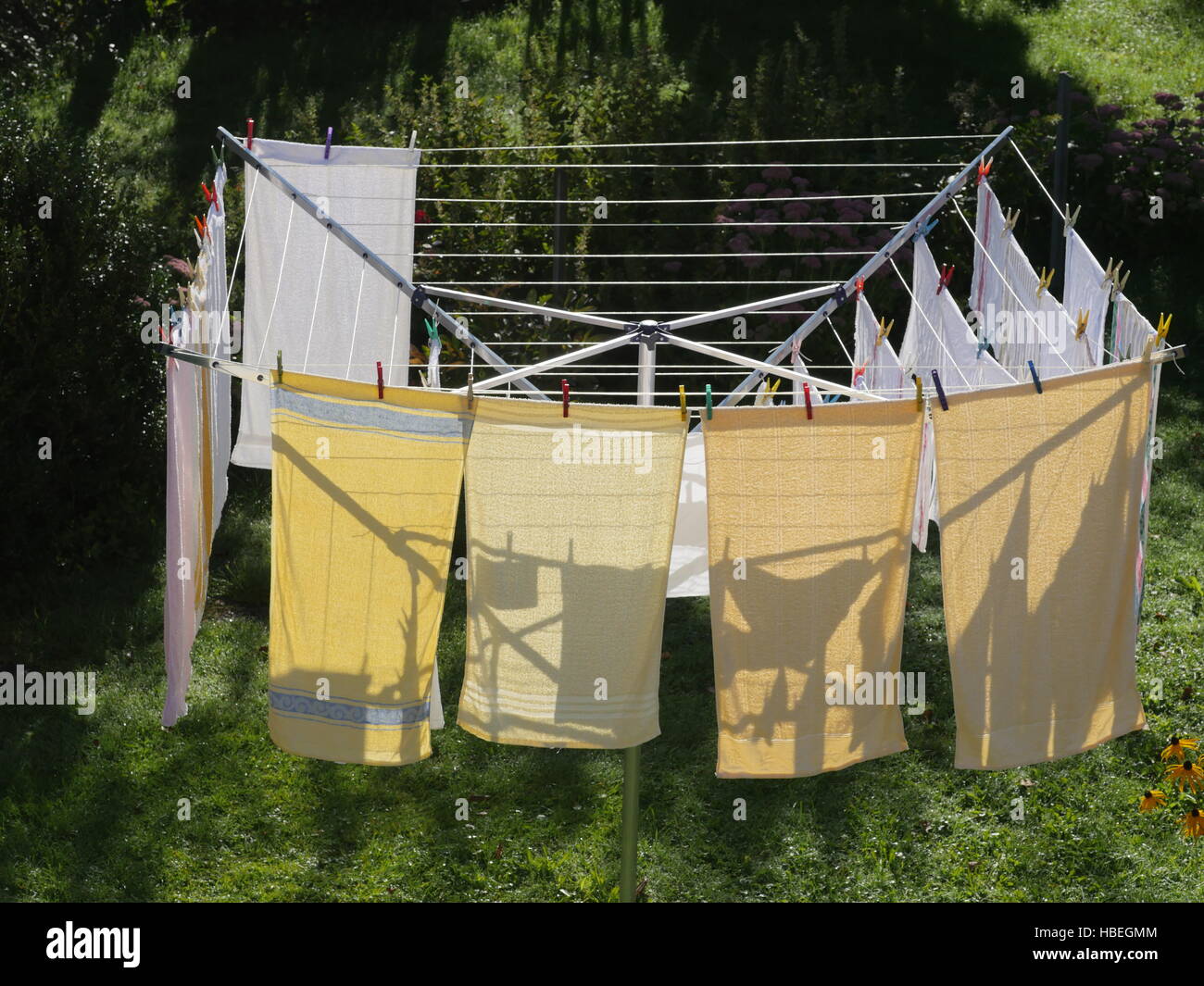laundry on a rotary dryer Stock Photo Alamy