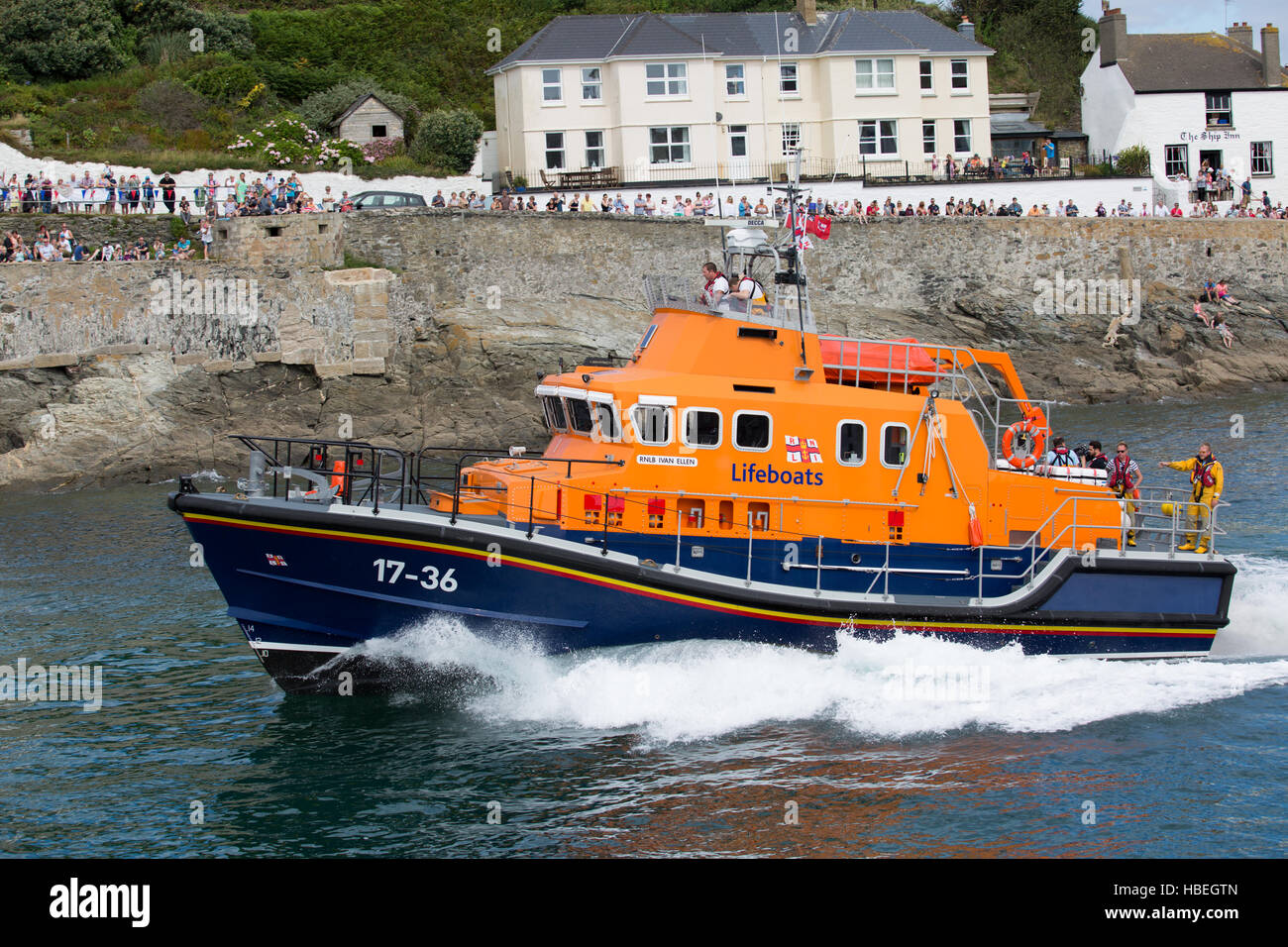 Penzance RNLI Lifeboat at Porthleven Stock Photo Alamy