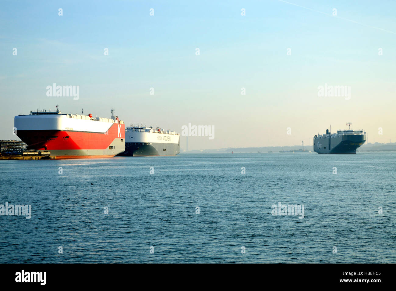 Container Ships in Southampton Water Stock Photo