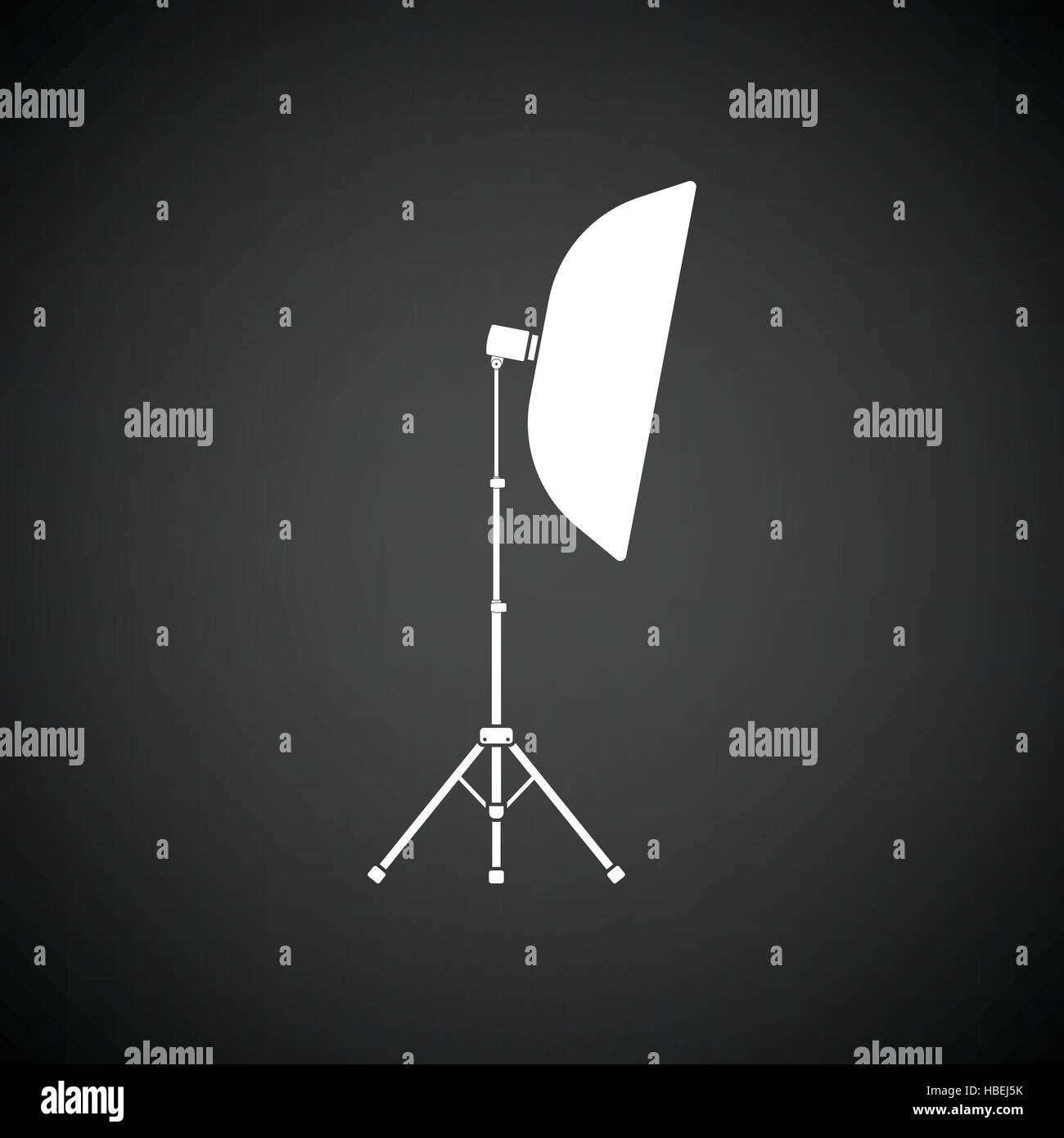 Icon of softbox light. Black background with white. Vector illustration
