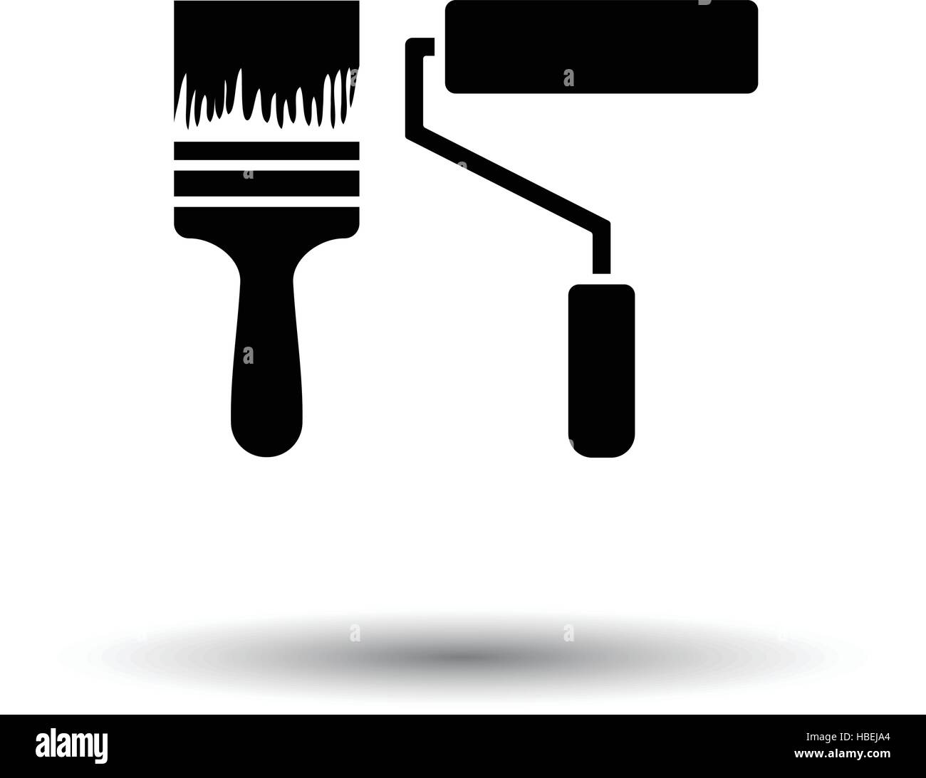 Icon of construction paint brushes. White background with shadow ...