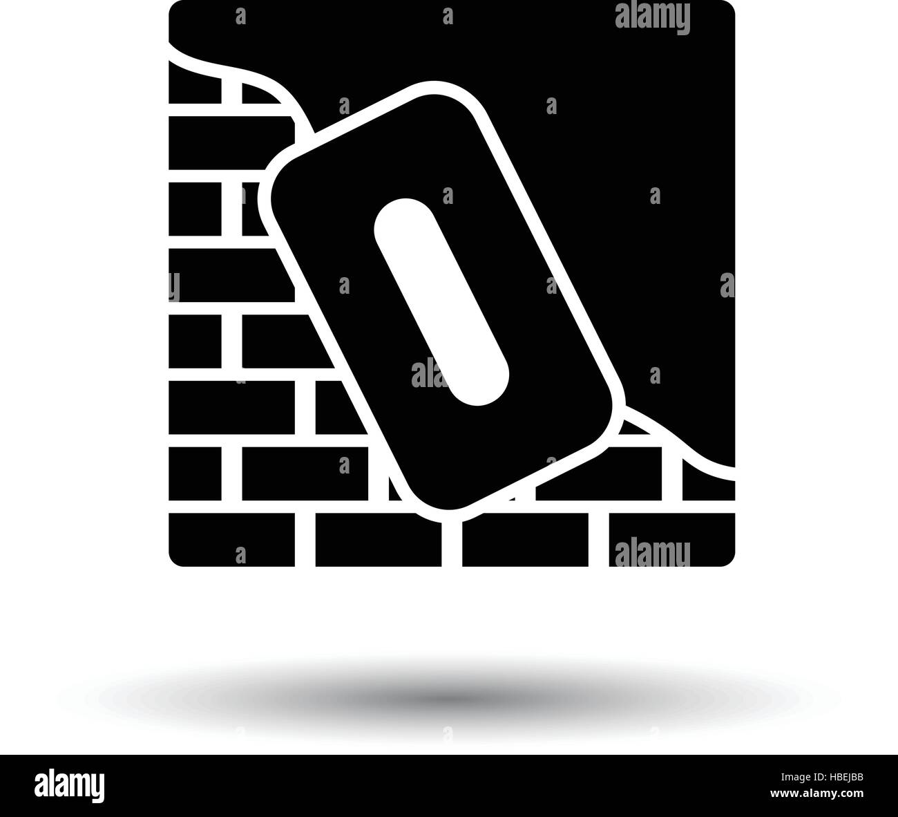 Icon of plastered brick wall . White background with shadow design ...