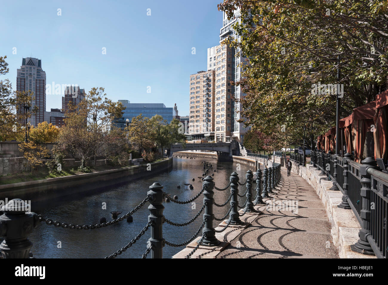 Providence Riverwalk on a sunny autumn afternoon Stock Photo