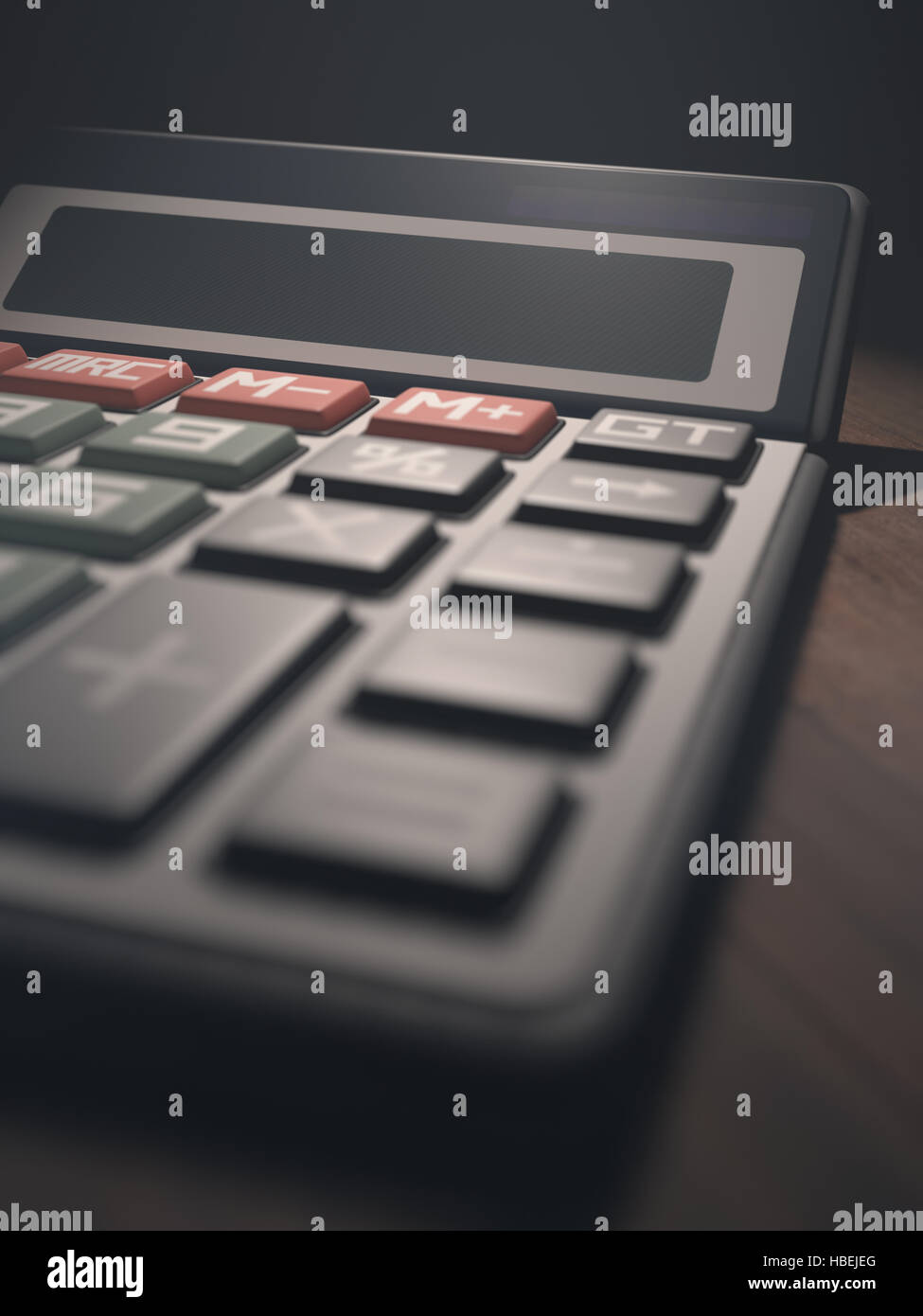 Calculator with digital display blank. Your text or number on display. Stock Photo
