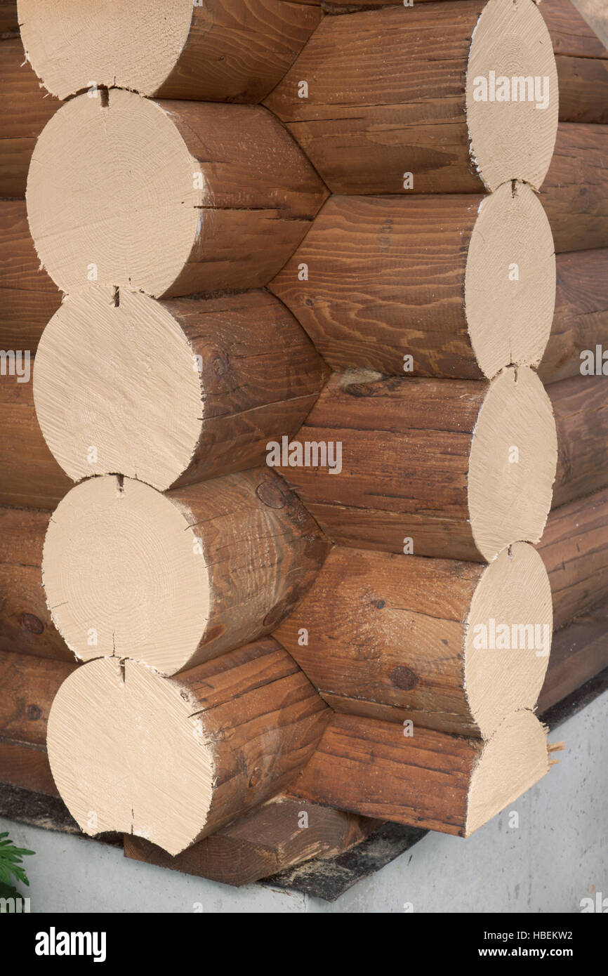 Angle of log home Stock Photo