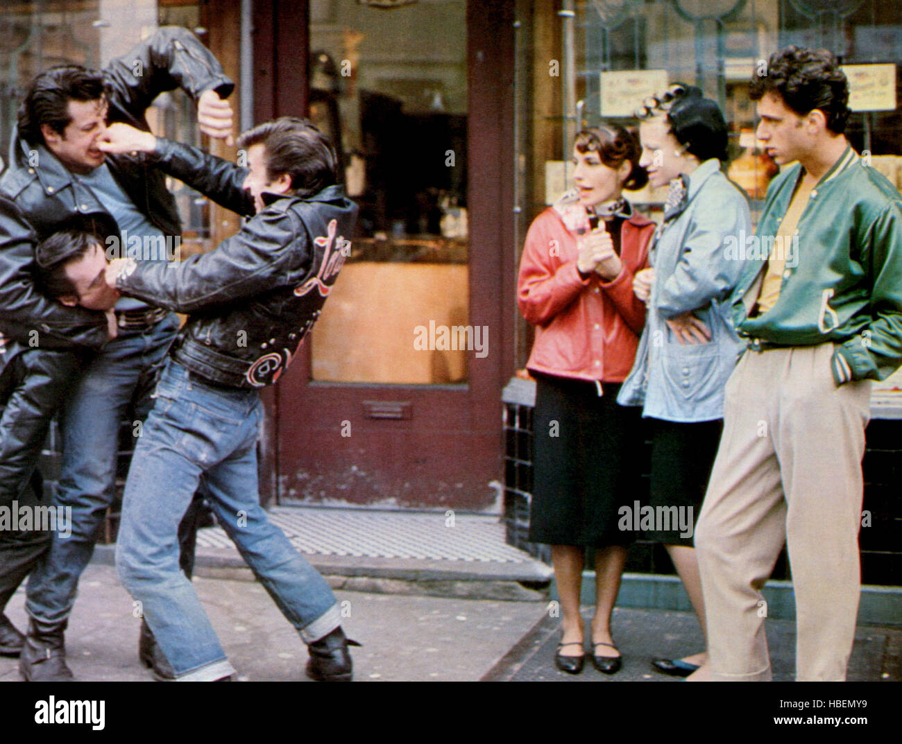 The Lords Of Flatbush Paul Mace Sylvester Stallone Henry Winkler Paul Jabara Right 1974 Stock Photo Alamy
