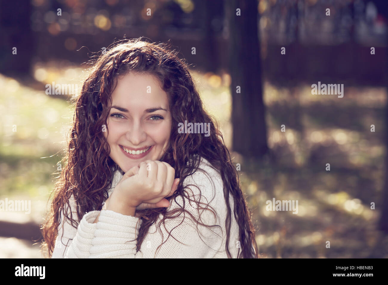 Portrait of happy woman Stock Photo
