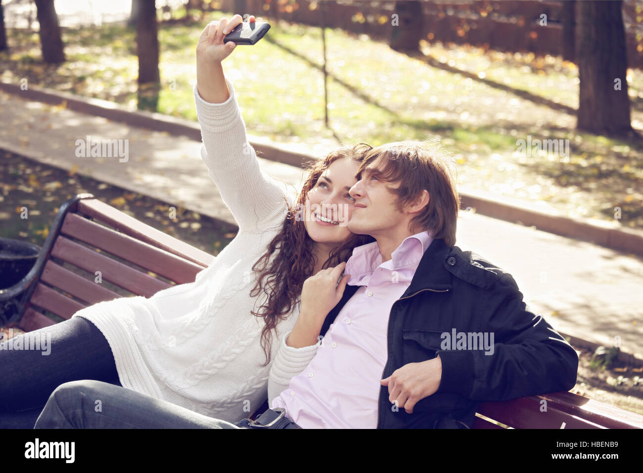 Couple taking selfie Stock Photo