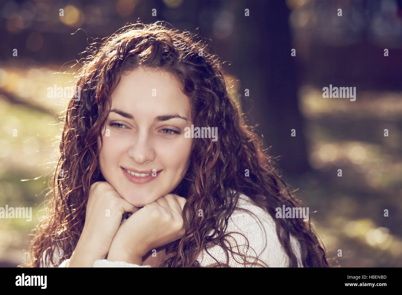 Portrait of pensive woman Stock Photo