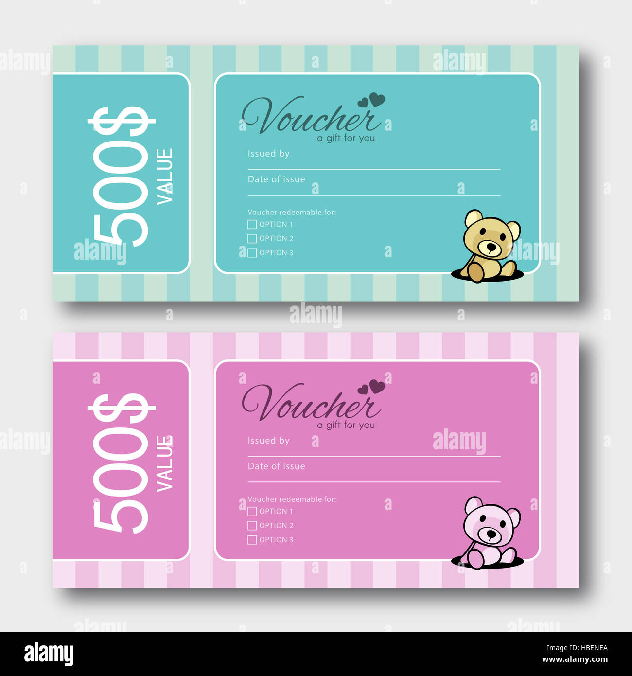 Cute Gift Voucher Template Stock Photo Alamy
