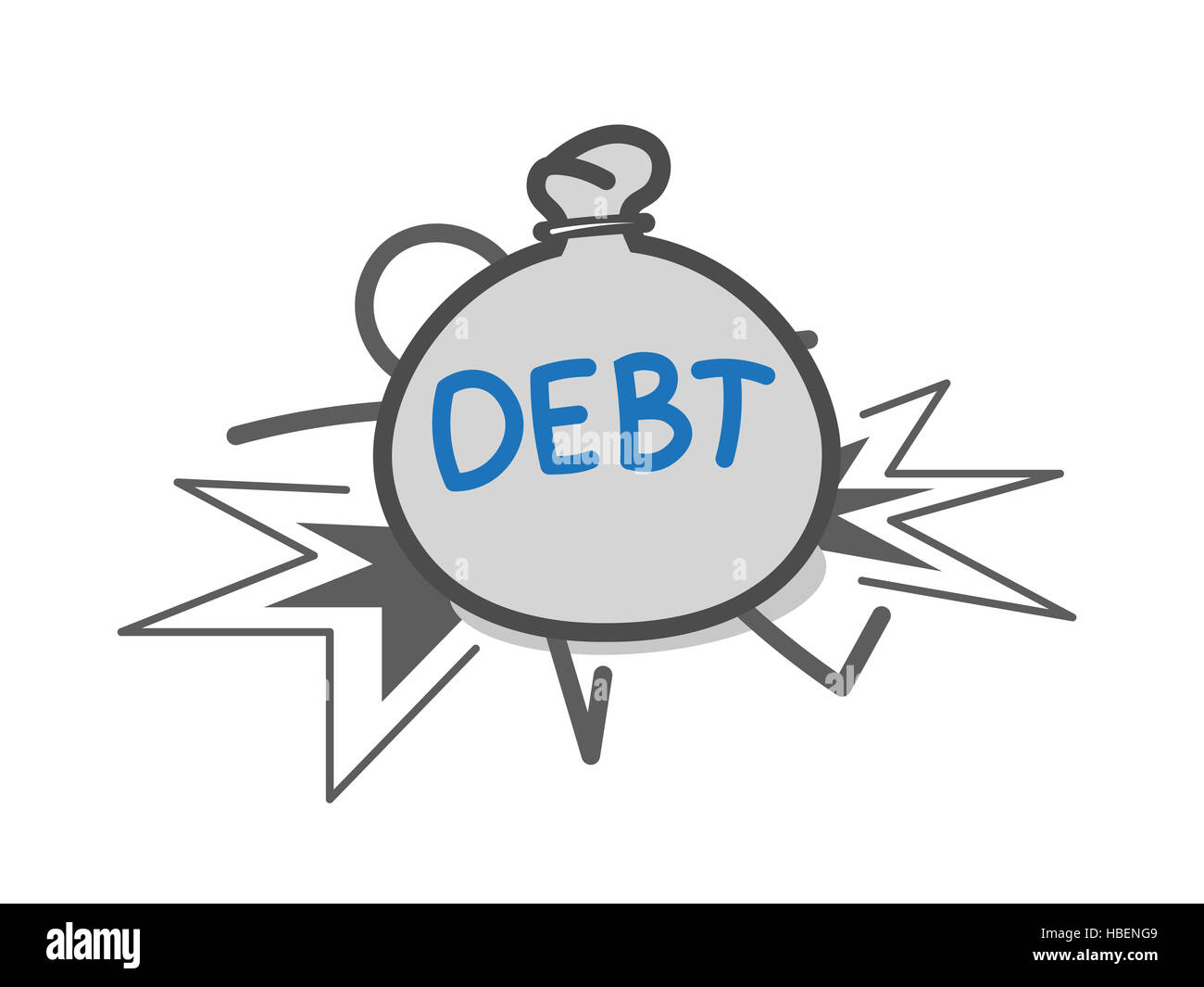Crushed by debts Stock Photo