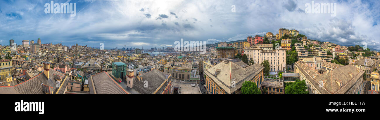 Genoa scenic panorama, Ligurian coast, Italy Stock Photo