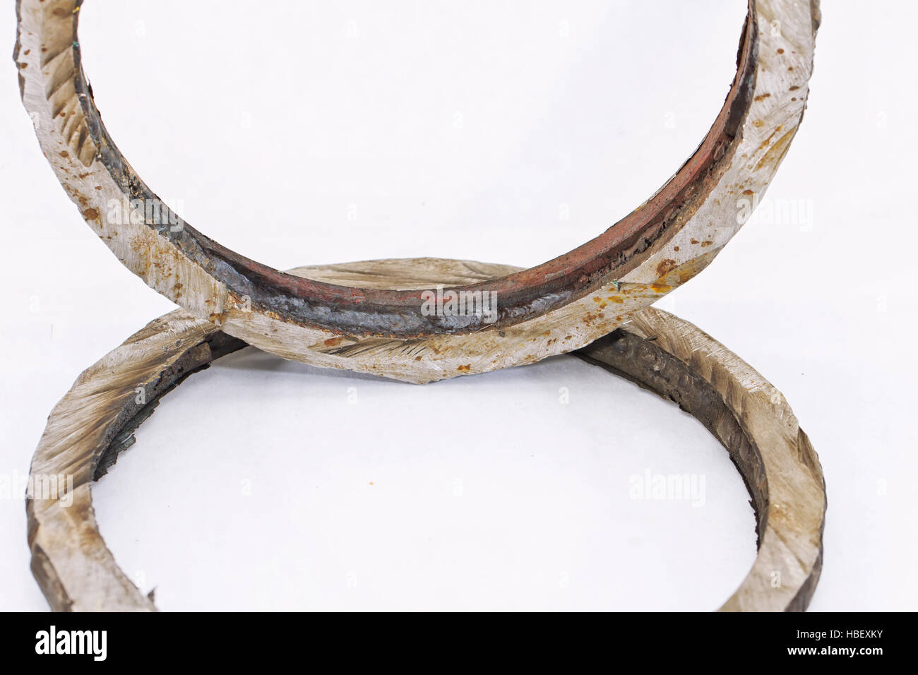 Mechanical cut out defective welds Stock Photo - Alamy