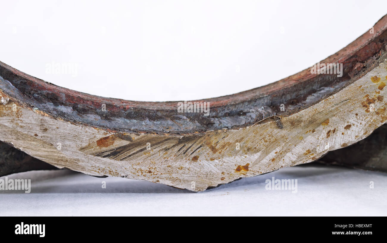 Mechanical cut out defective welds Stock Photo - Alamy