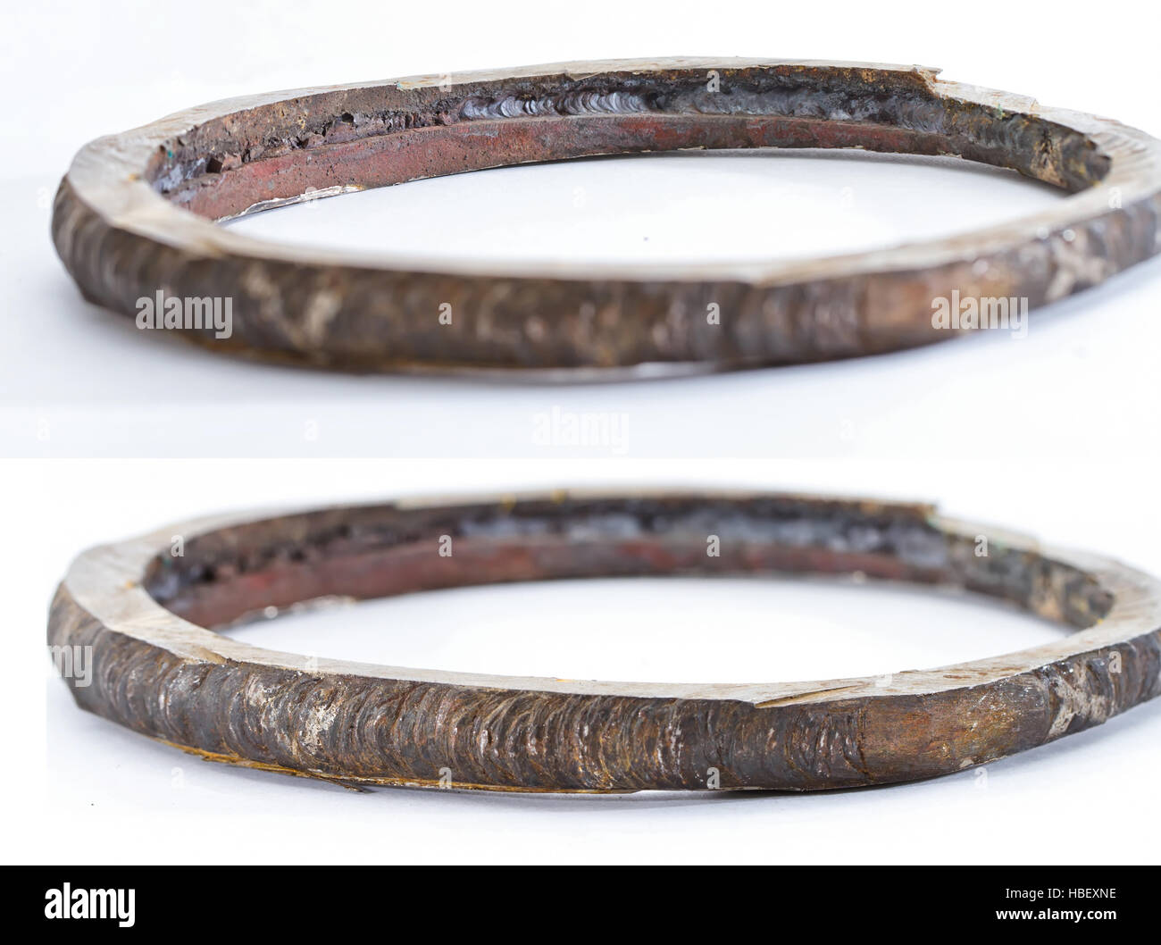 Mechanical cut out defective welds Stock Photo - Alamy