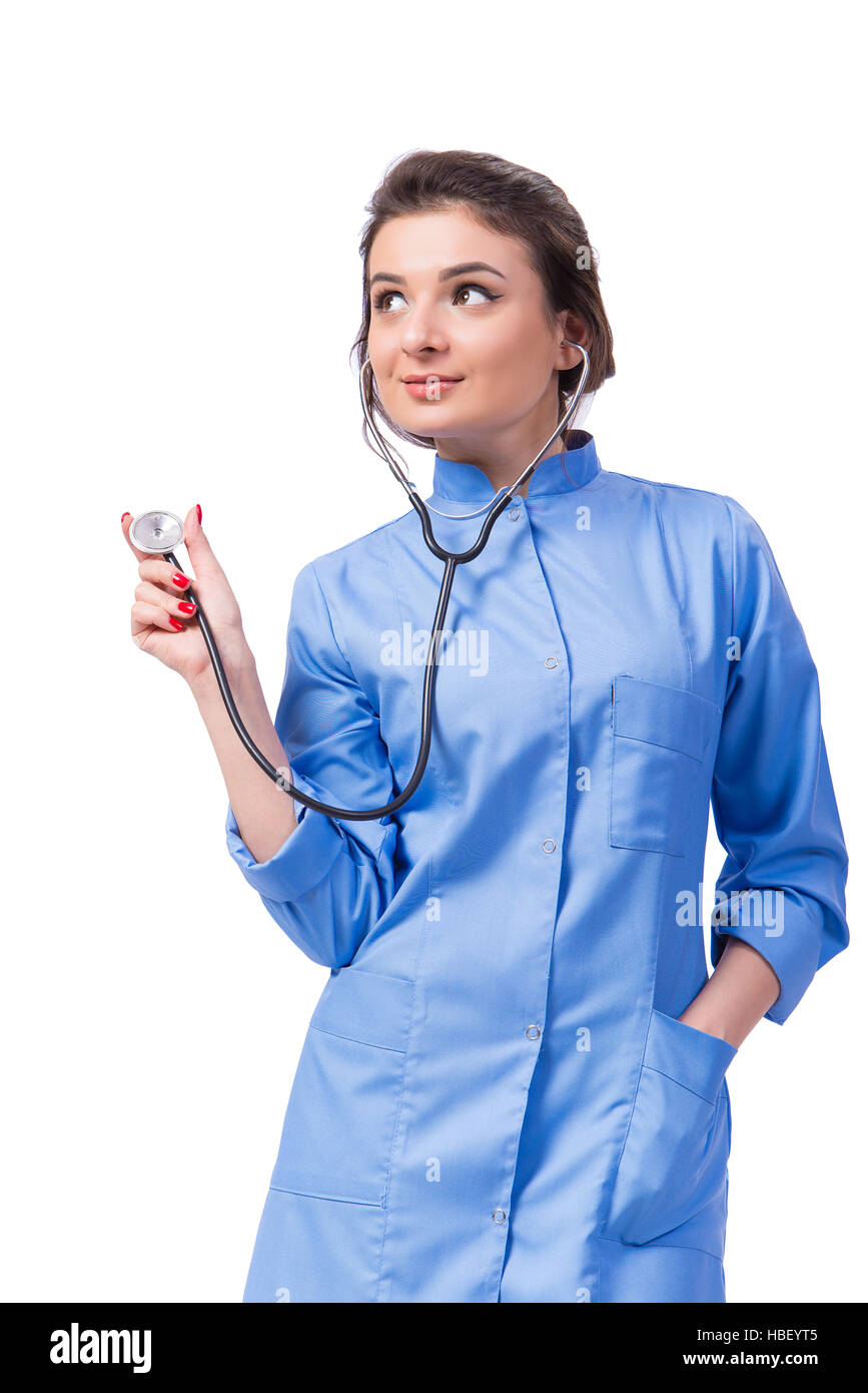 Woman doctor isolated on the white Stock Photo - Alamy