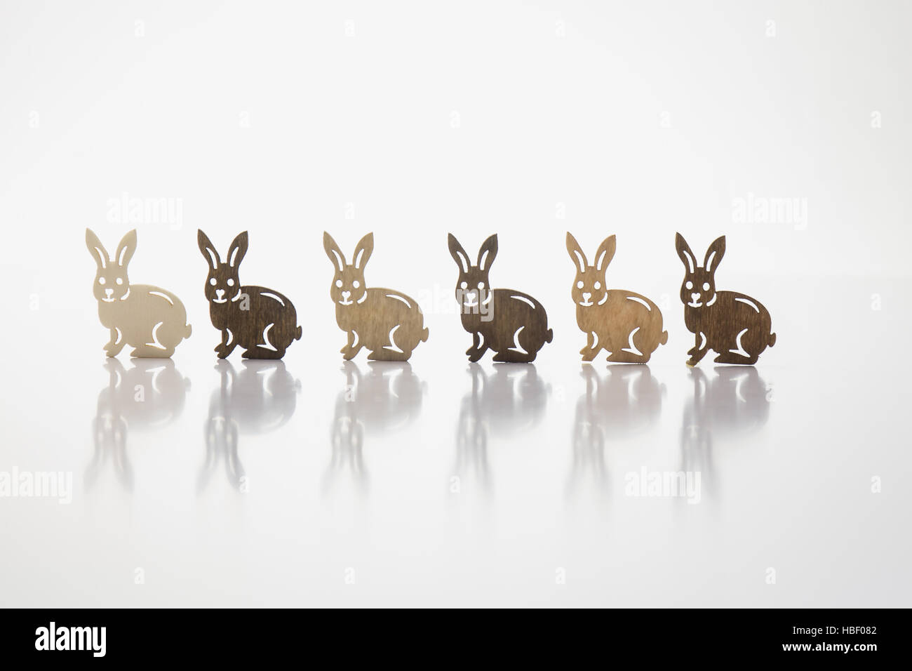 Rabbits in differferent browns Stock Photo