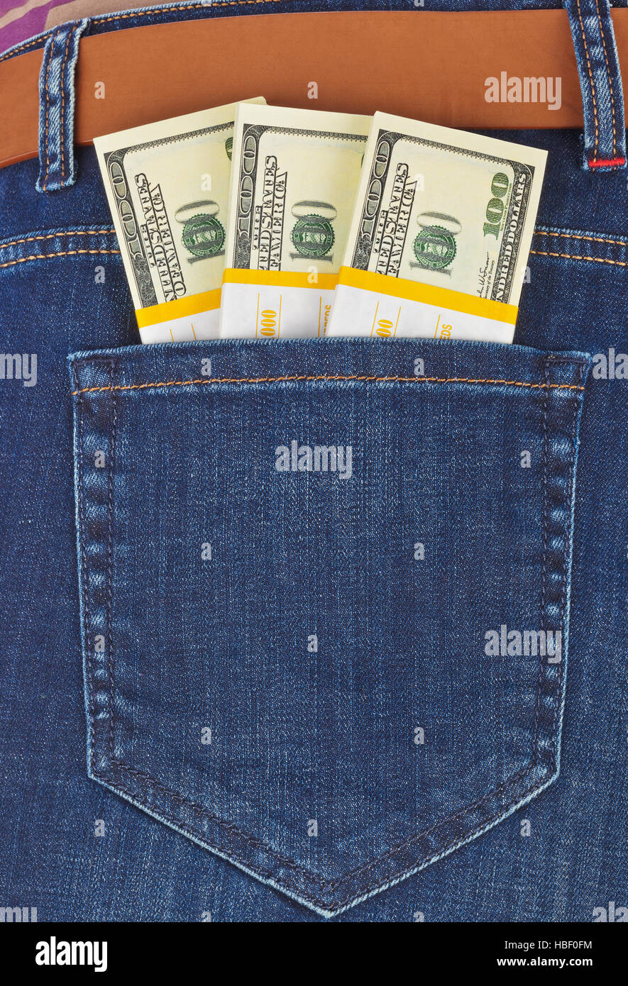 Money in jeans pocket Stock Photo Alamy