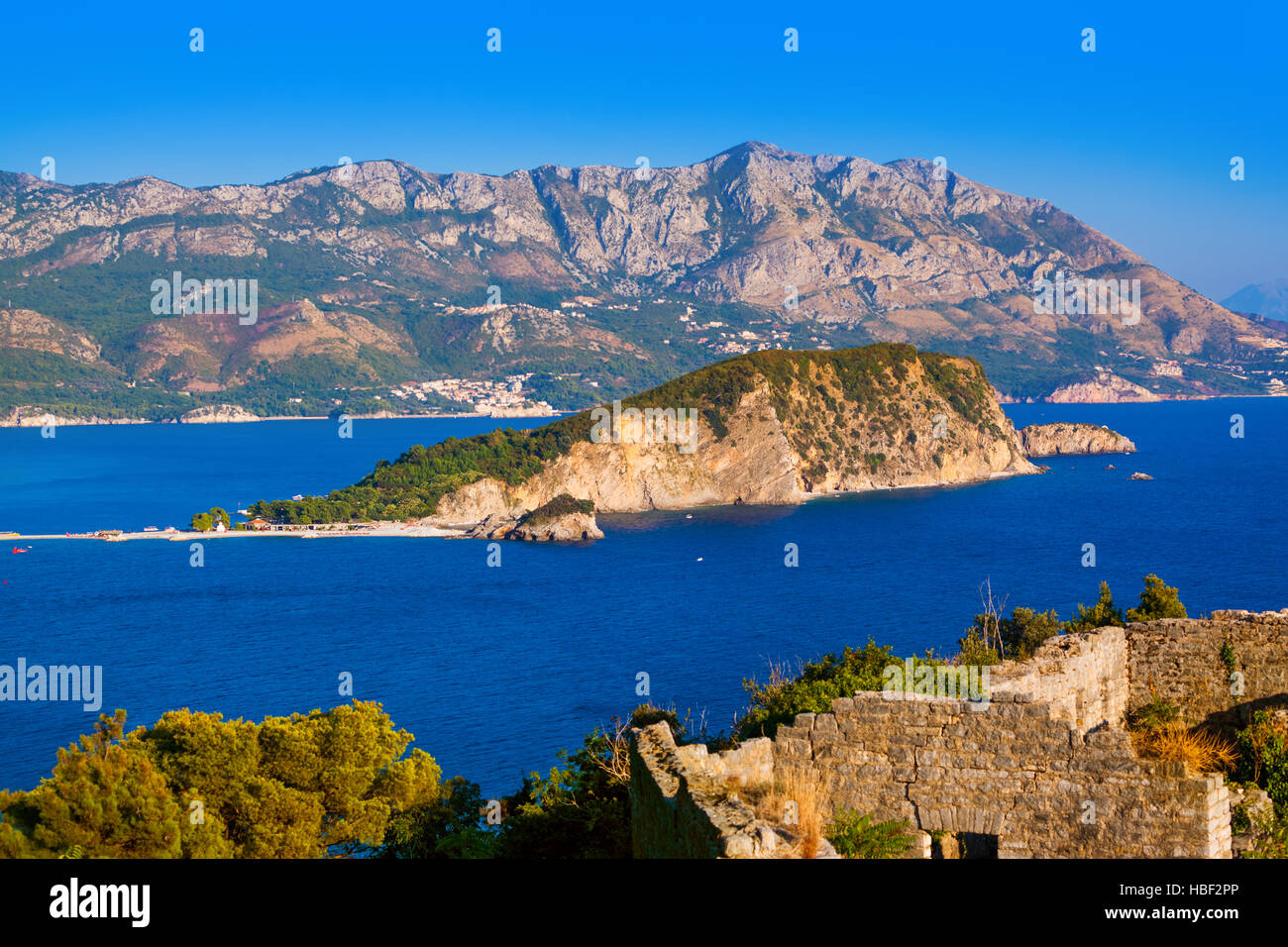 Island St. Nicholas in Budva Montenegro Stock Photo Alamy