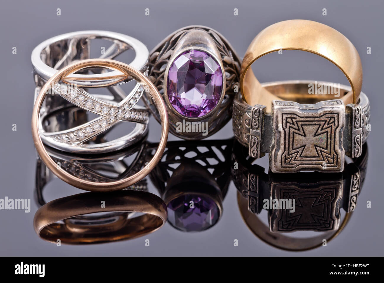Gold and silver jewelry Stock Photo
