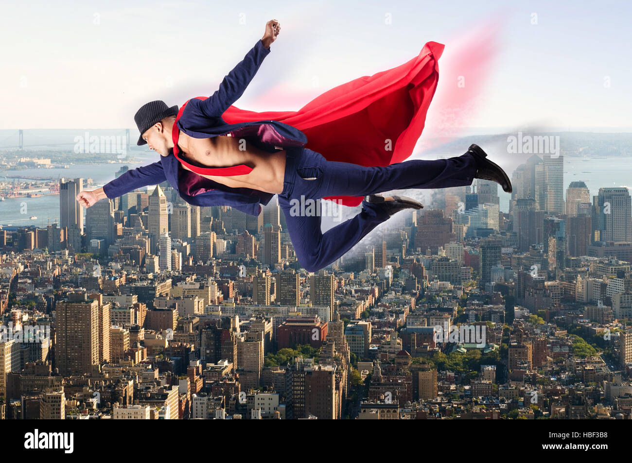 Superman and the city in concept Stock Photo