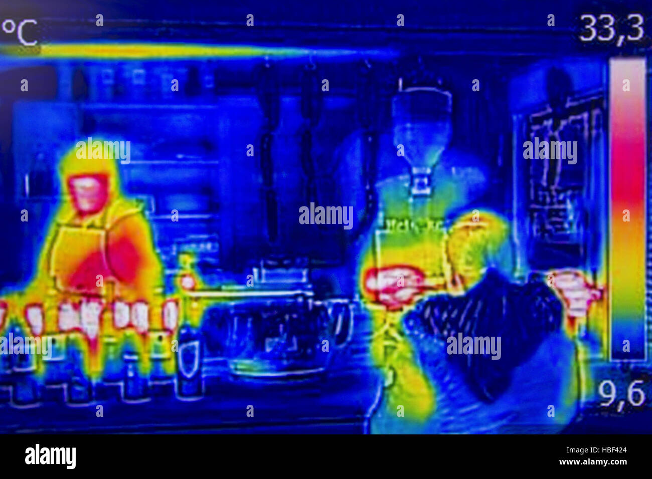 Infrared Thermal image street stand selling food Stock Photo