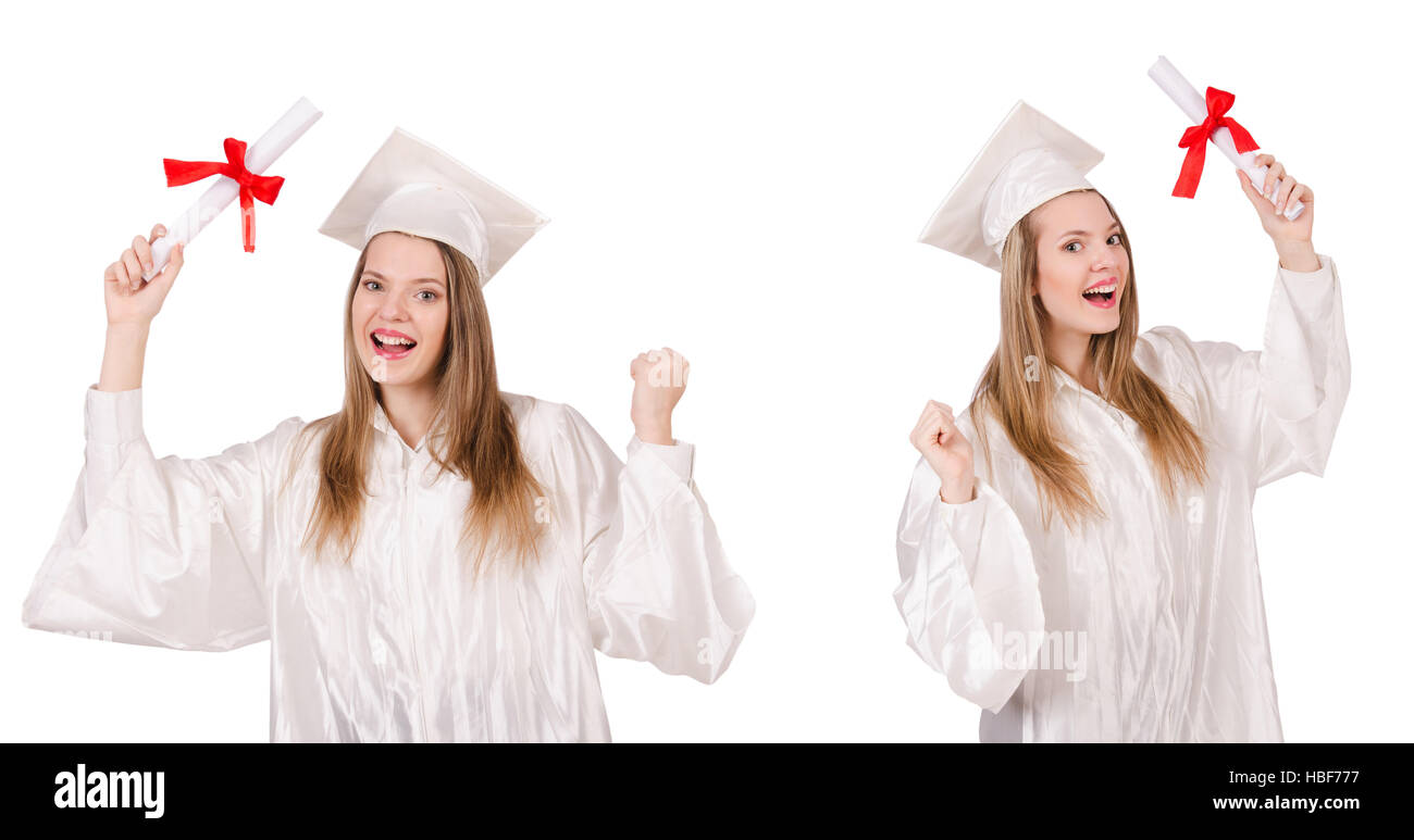 Woman student isolated on white background Stock Photo
