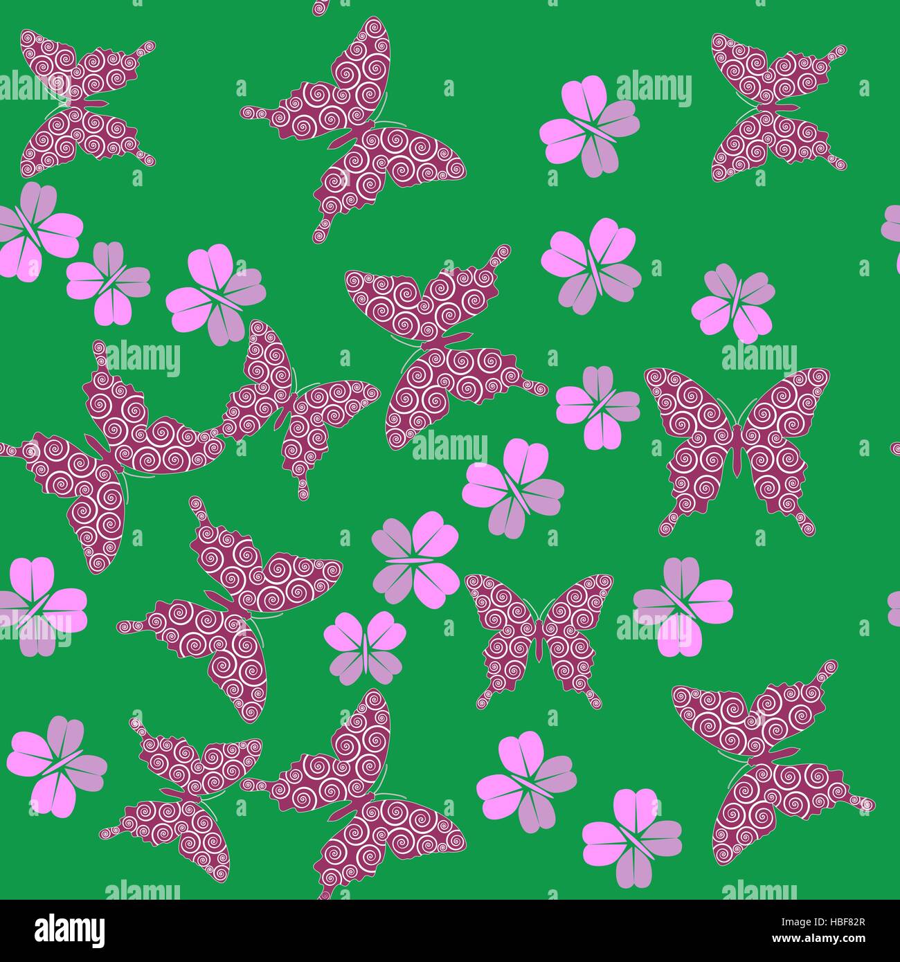 Butterfly and flower seamless texture 658 Stock Photo