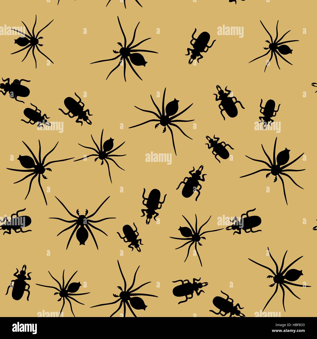 Beetle and spider insects seamless pattern 666 Stock Photo