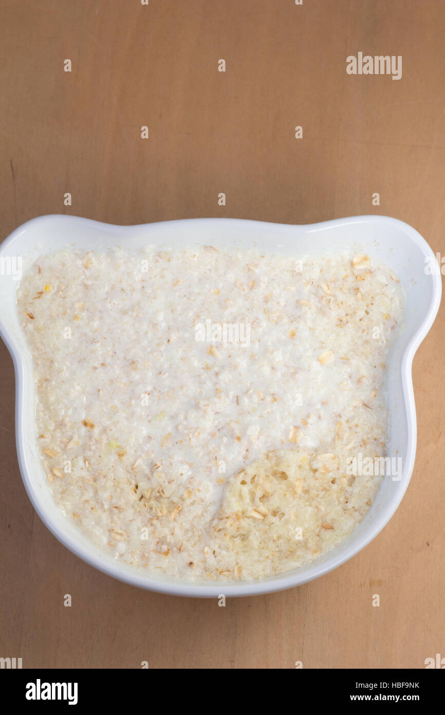 Soaked oatmeal  in the morning tranquil soft light Stock Photo