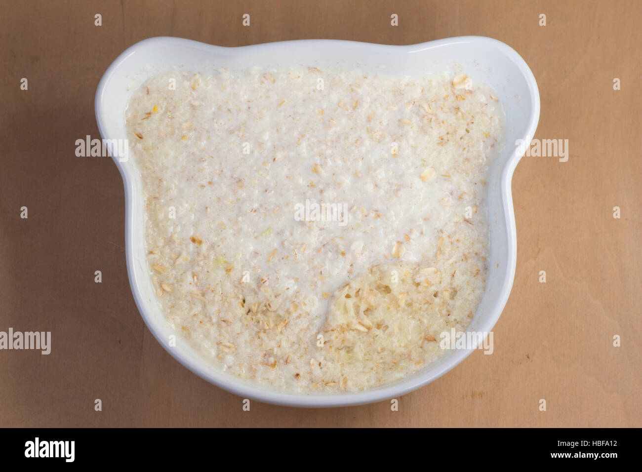 Soaked oatmeal  in the morning tranquil soft light Stock Photo