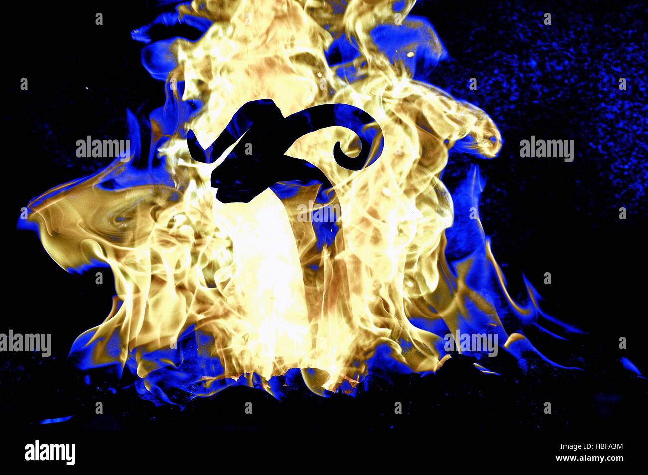 of which looking out the blue fire hell Stock Photo Alamy