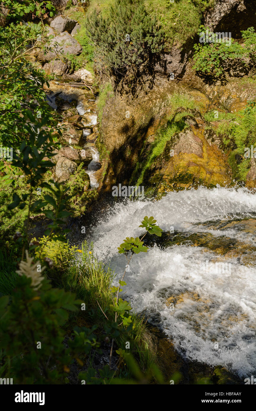 Mountain stream with a waterfall - Austria Stock Photo
