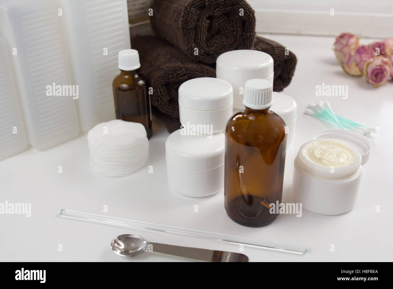 Doses with creams and lotions Stock Photo