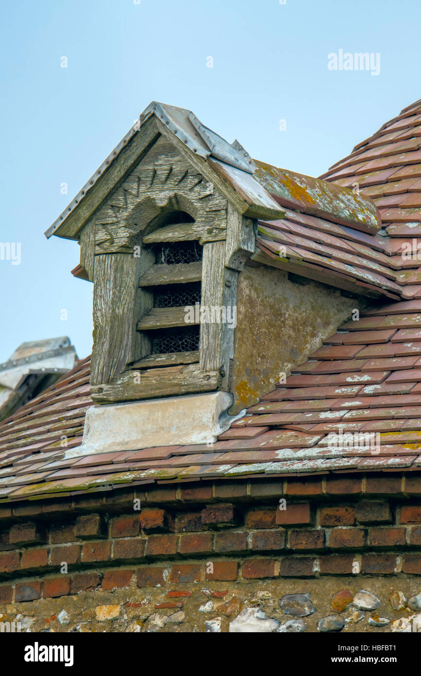 Dormer Style Window On Little Snoring Church Tower Stock Photo