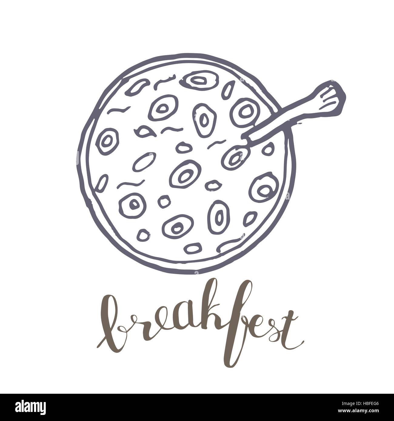 Breakfest hand drawn icon over white background Stock Vector Image ...