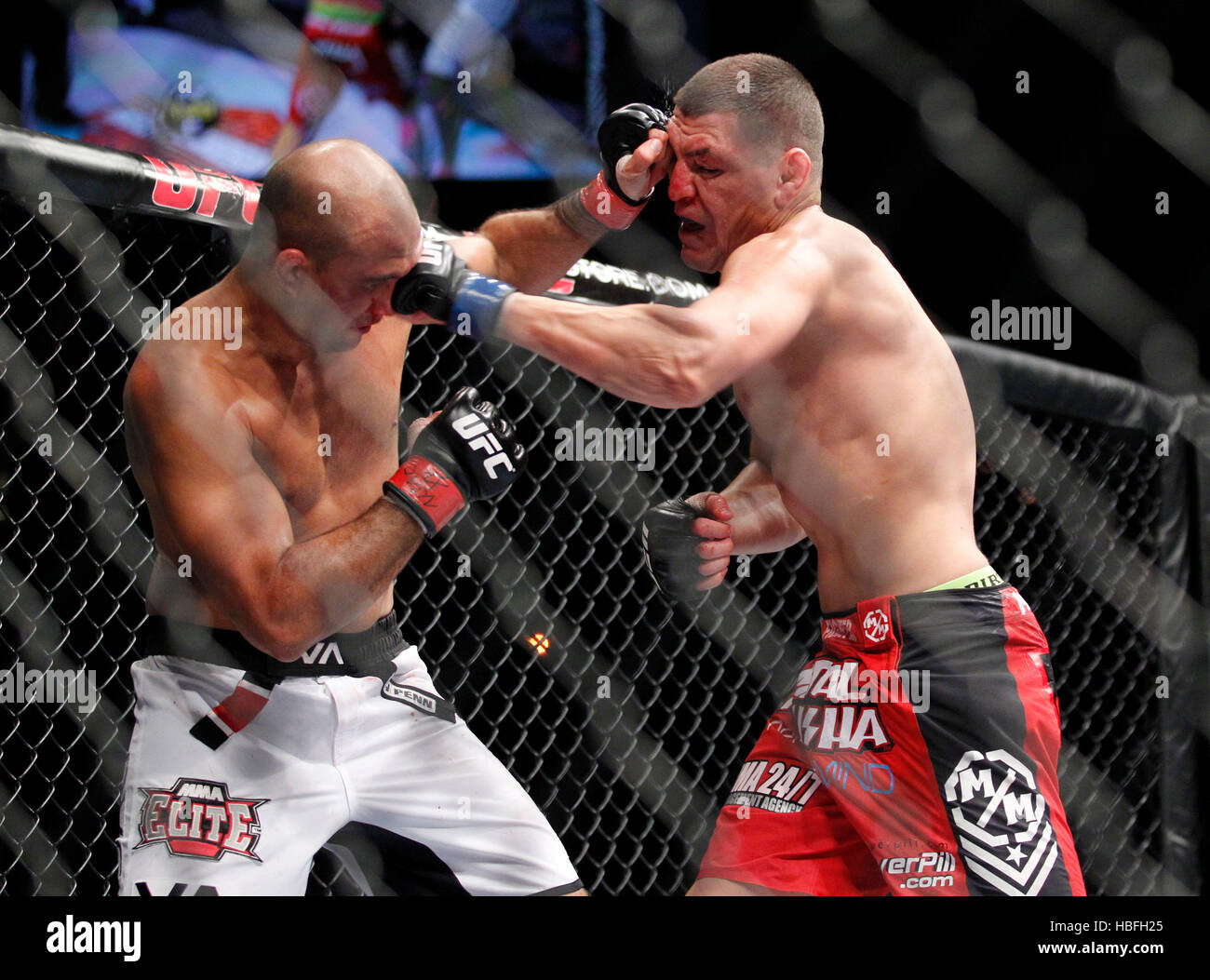 Nick Diaz, right, punches BJ Penn during UFC 137 at the Mandalay Events  Center in Las Vegas, Nevada on Saturday, October 29, 2011. Photo by Francis  Specker Stock Photo - Alamy