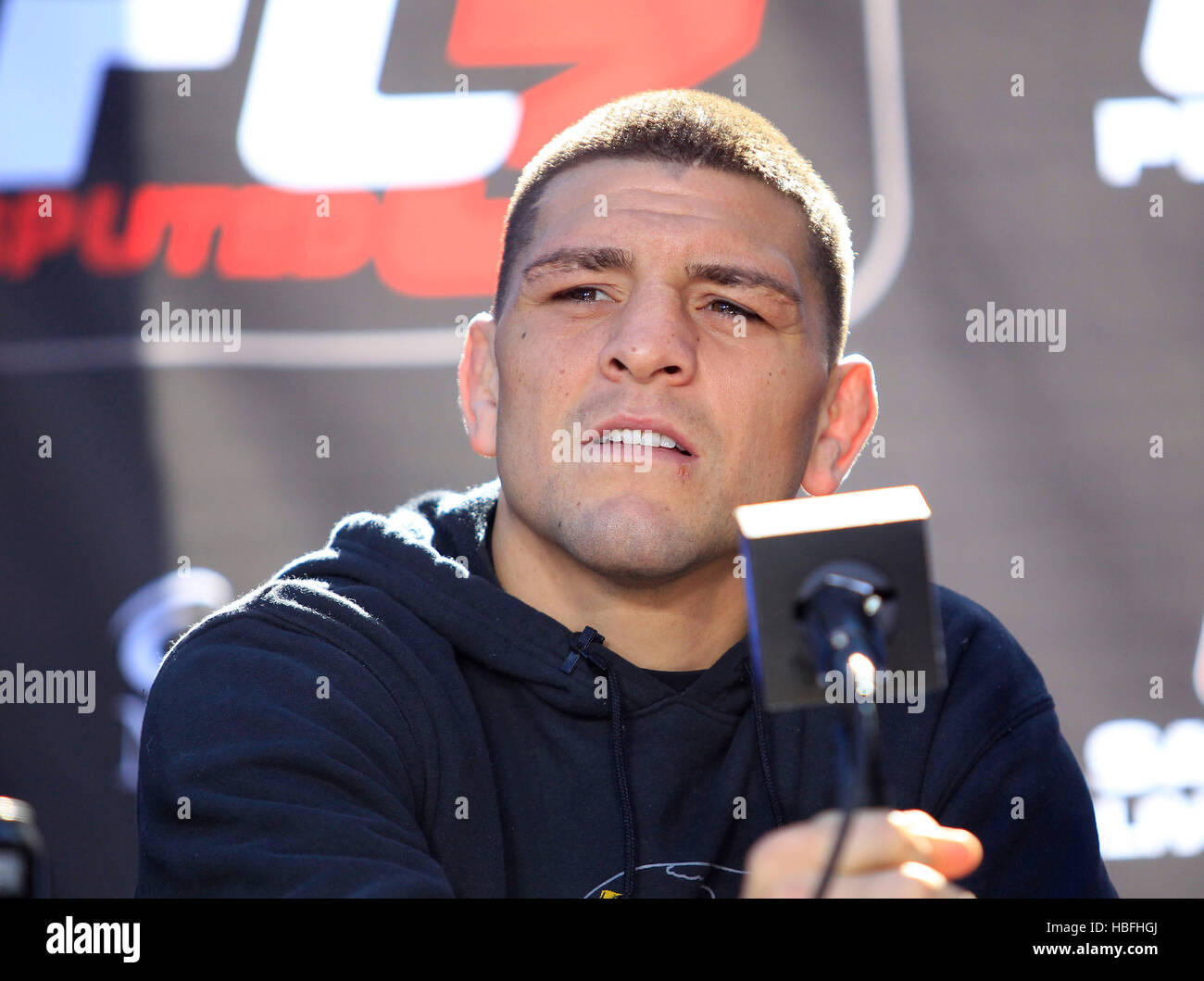 UFC fighter Nick Diaz talks during a press conference for UFC 137 in Las  Vegas, Nevada on Thursday, October 27, 2011. Photo by Francis Specker Stock  Photo - Alamy