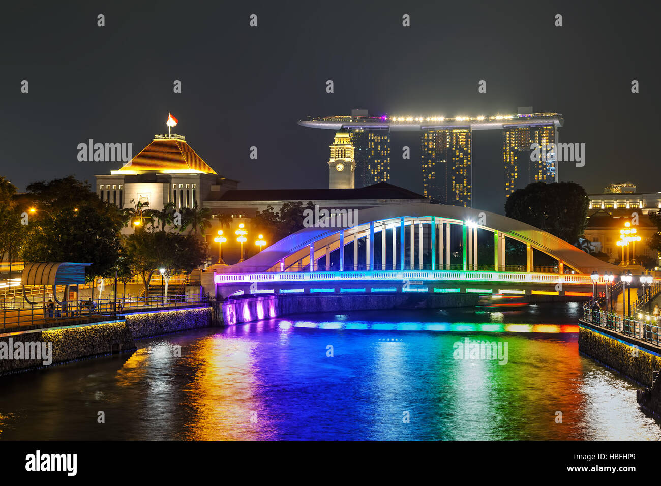 Overview of Singapore with the Elgin bridge Stock Photo